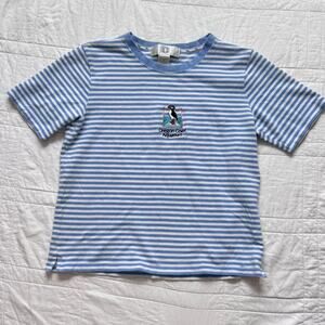 Vintage 90s striped puffin embroidered shirt womens S cotton nautical fisherman